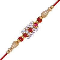 Mahi Pink and White Crystals Rectangular Rakhi for Brother (RA1100647G)