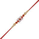 Mahi Pink and White Crystals Rectangular Rakhi for Brother (RA1100647G)