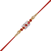 Mahi Pink and White Crystals Rectangular Rakhi for Brother (RA1100647G)