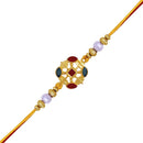 Mahi Red and Green Crystals Squarish Rakhi for Adorable Brother (RA1100655G)