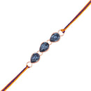 Mahi Water Drop Shape Monatana Blue Crystal Rakhi for Brother / Bhaiya (RA1100684Z)