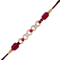 Mahi Rose Gold Plated Pink and White Crystals Rakhi for Bhai (RA1100717ZPin)