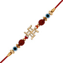 Mahi Gold Plated Swastik and Evil Eye Rudraksha Rakhi for Brother (RA1100726G)