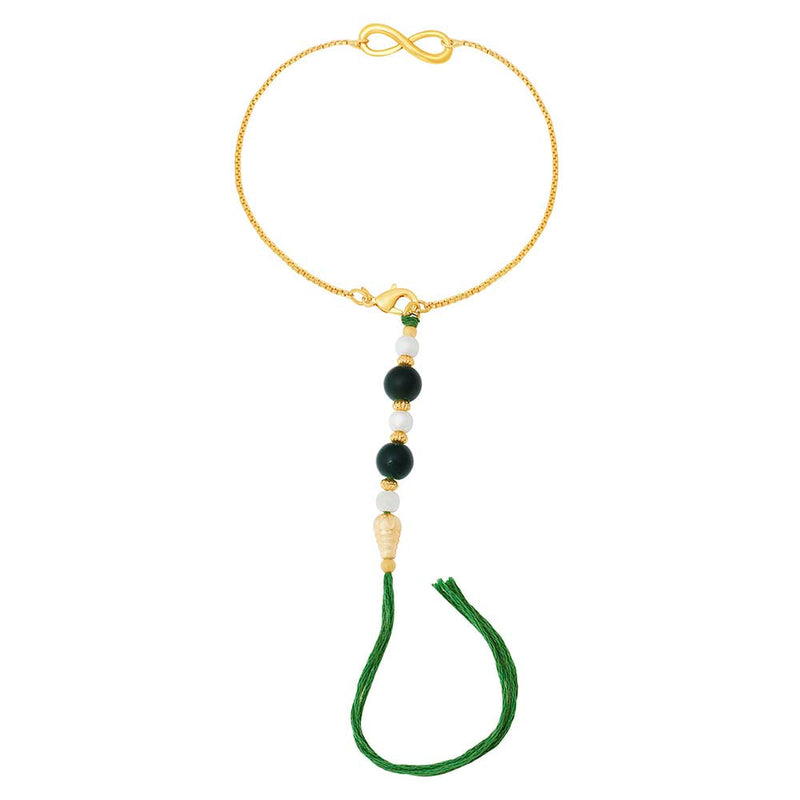 Mahi Gold Plated Infinite Shape Lumba Rakhi for Bhabhi (RAL1100682G)