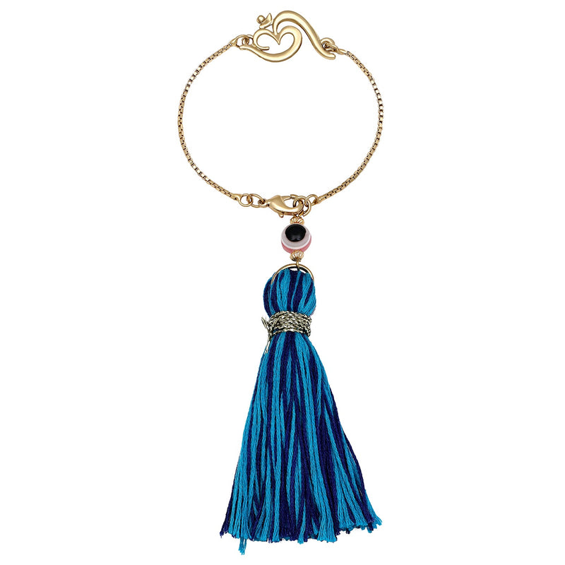 Mahi Gold Plated Om and Evil Eye Lumba Rakhi for Bhabhi (RAL1100724G)