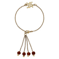 Mahi Gold Plated Swastik and Rudraksha Lumba Rakhi for Bhabhi (RAL1100725G)