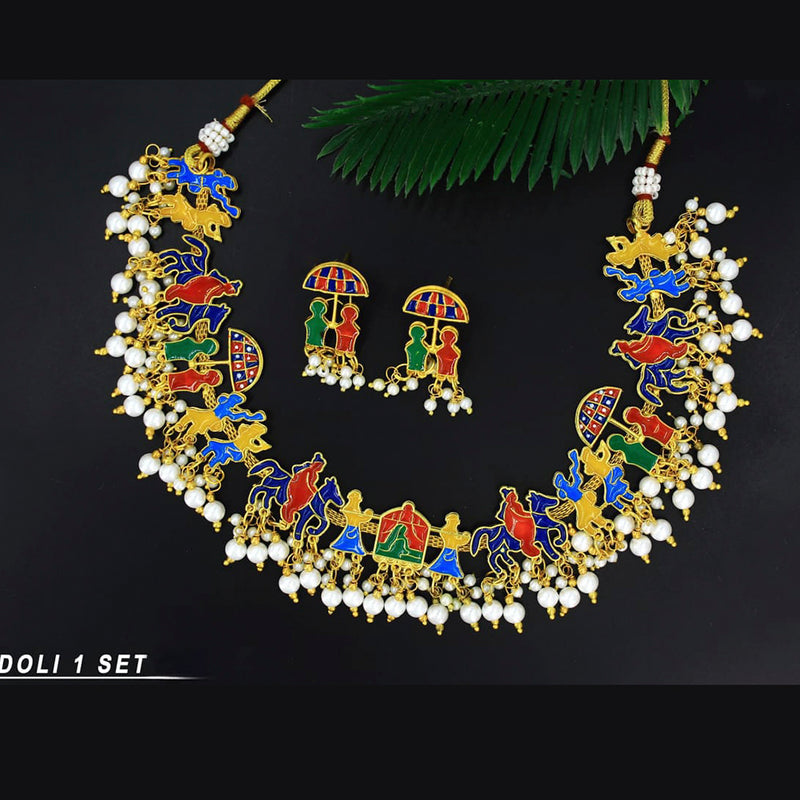 Radhe Creation Traditional Meenakari Multicolor Barat Doli Necklace Set For Brides
