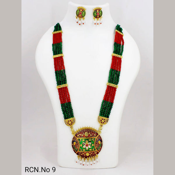 Radhe Creation Traditional Pearl and Meenakari Long Necklace Set