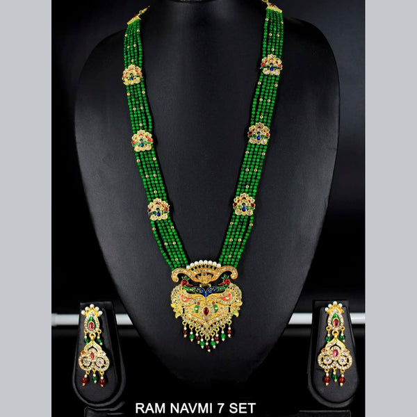 Radhe Creation Gold Plated Kundan & Meenakari Long Necklace Set