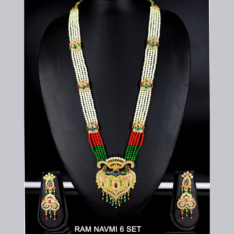Radhe Creation Gold Plated Kundan & Meenakari Long Necklace Set