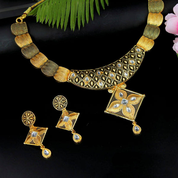 Radhe Creation Gold Plated Kundan Stone Necklace Set