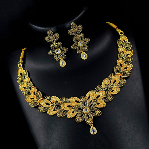 Radhe Creation Gold Plated Kundan Stone Necklace Set