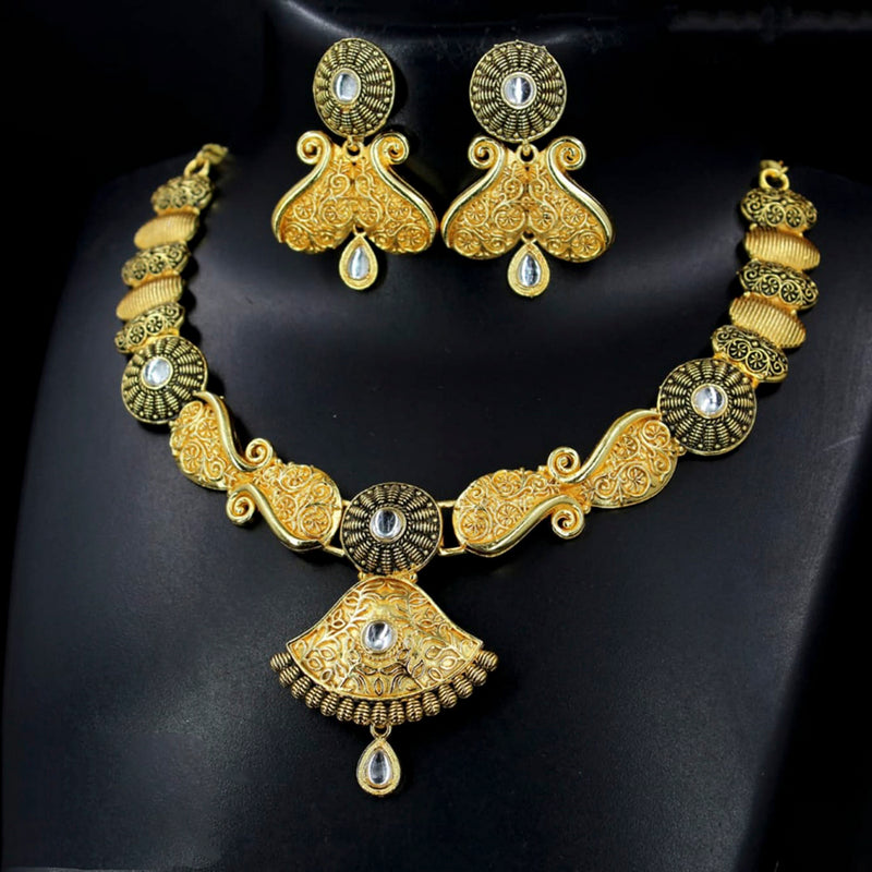 Radhe Creation Gold Plated Kundan Stone Necklace Set