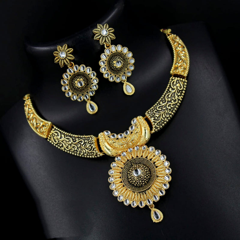 Radhe Creation Gold Plated Kundan Stone Necklace Set