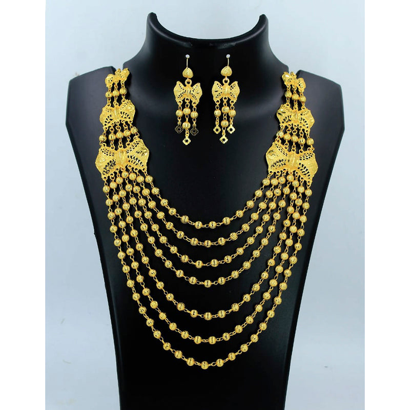 Radhe Creation Forming Gold Plated Multi Layer Necklace Set