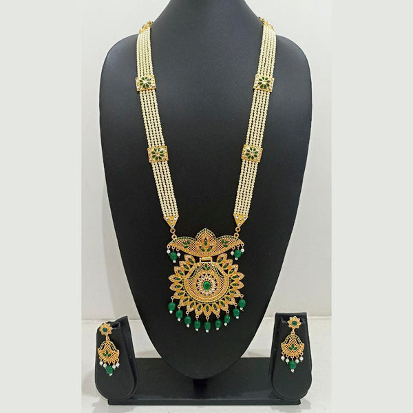 Radhe Creation Gold Plated Kundan Stone Long Necklace Set