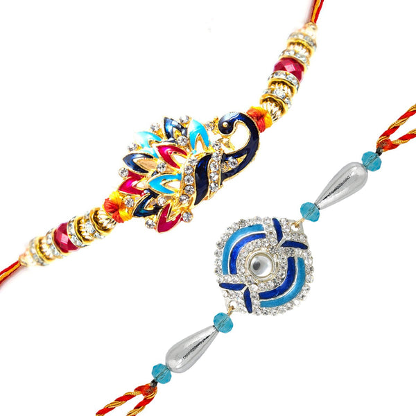 Mahi Combo of Designer Rakhis for 'Bhaiya bhabhi' with Crystals RCO1105130M