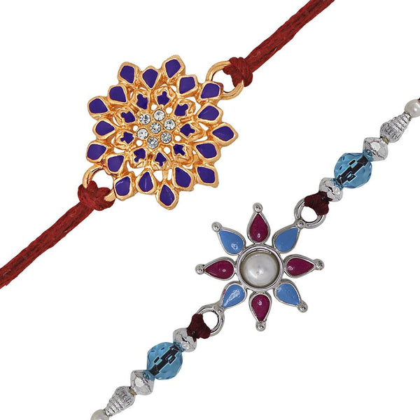 Mahi Combo of Floral Rakhi's with Multicolor Crystal and Beads for Adorable Brother (RCO1105215M)