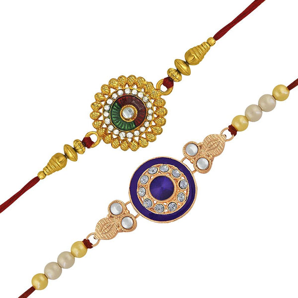 Mahi Combo of Designer Rakhi's with White Crystal and Artificial Pearl for Brother (RCO1105221M)