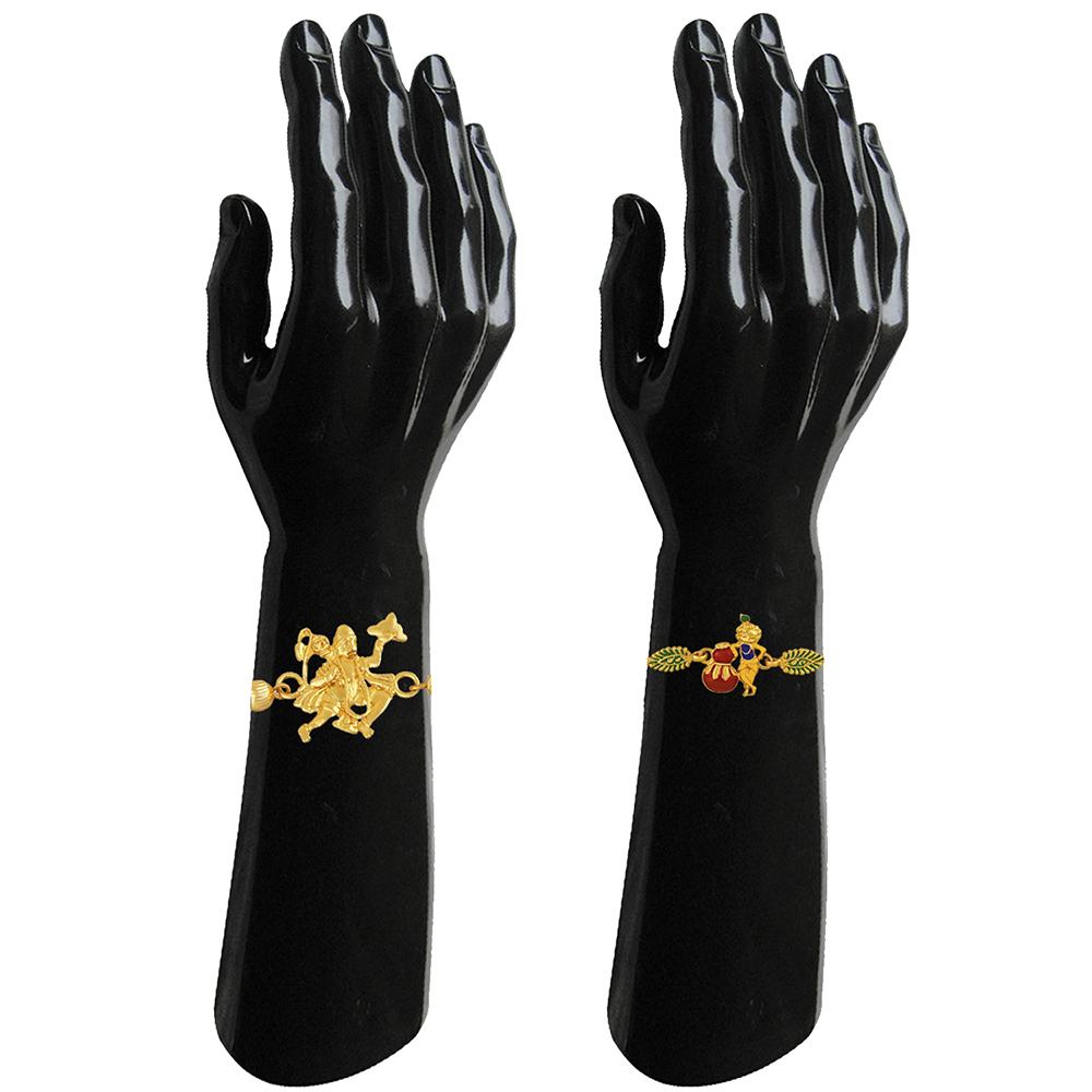 Mahi Combo of Hanuman and Krishana Rakhi's with White Crystals for Bhaiya (RCO1105222G)
