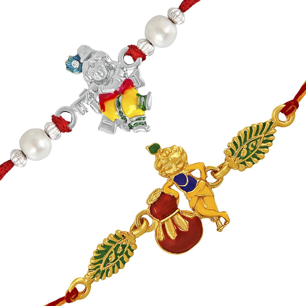 Mahi Combo of Krishana Rakhi's with White Crystal and Beads for Bhaiya (RCO1105224M)