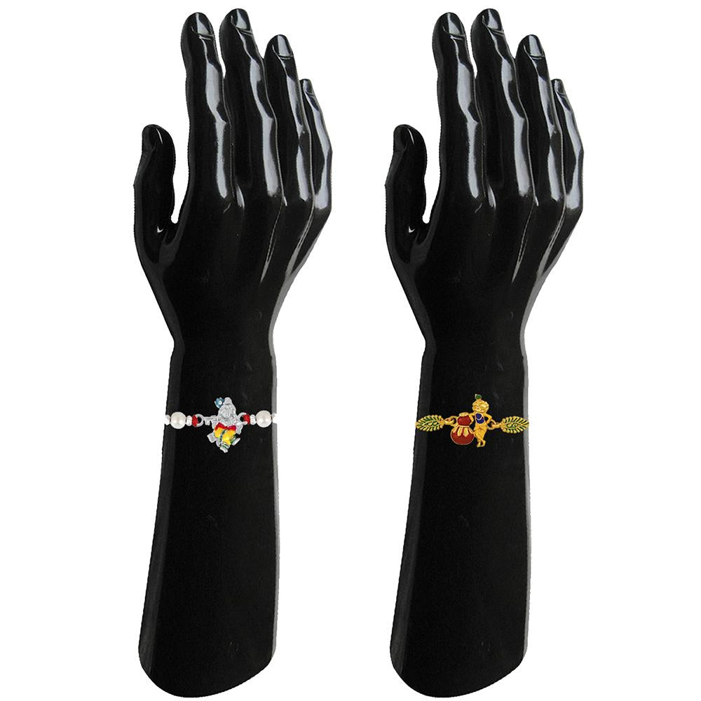 Mahi Combo of Krishana Rakhi's with White Crystal and Beads for Bhaiya (RCO1105224M)