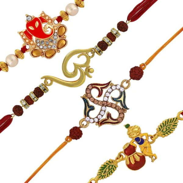 Bhavi Jewels Gold Plated Austrian Stone Rakhi