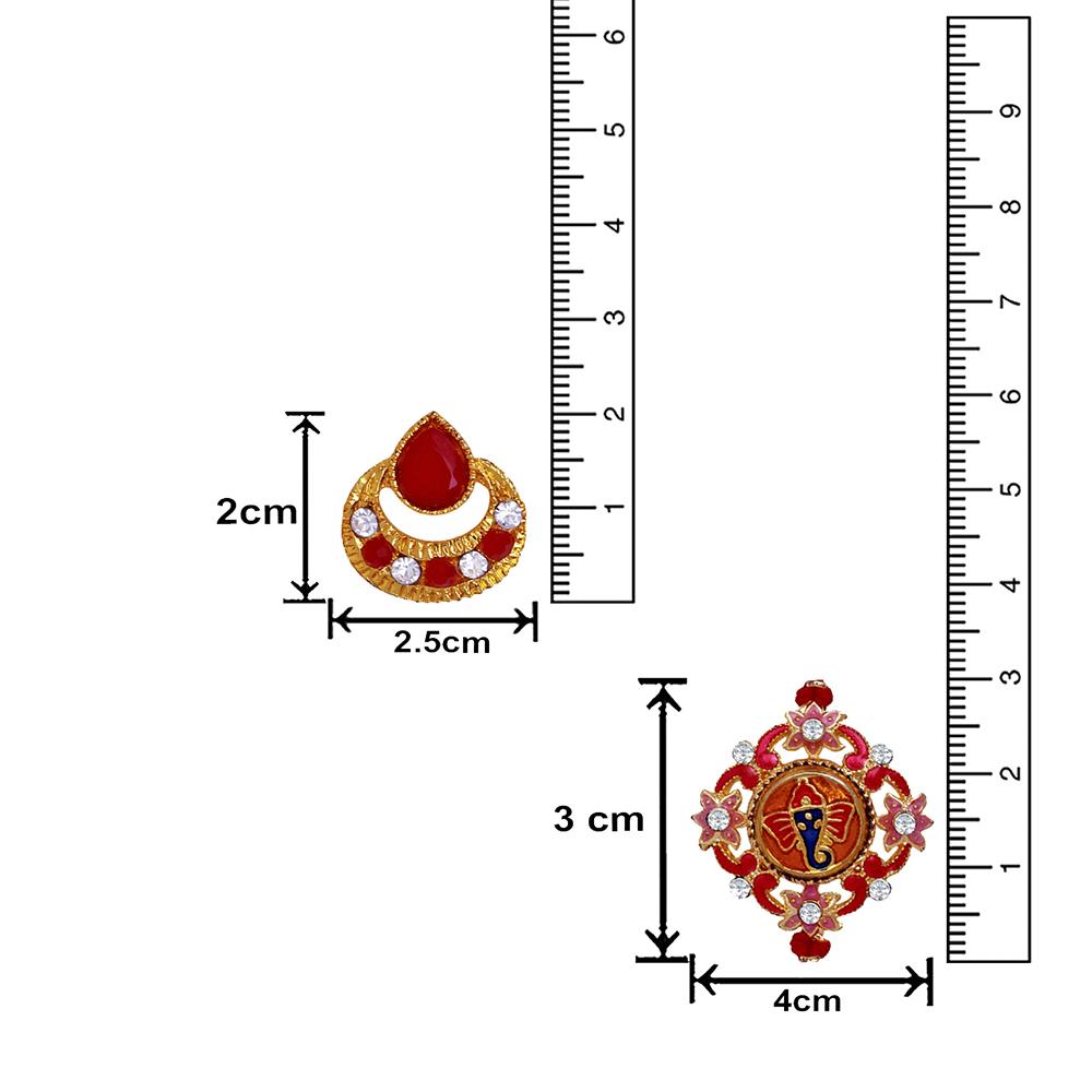 Mahi Combo of 2 Designer  Red, White Crystals, Artificial Pearl Rakhi's for Brother (RCO1105244G)