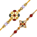 Mahi Combo of 2 Designer  Multicolor Crystals and  Artificial Pearl Rakhi's for Brother (RCO1105246G)