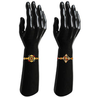 Mahi Combo of 2 Designer  Multicolor Crystals and  Artificial Pearl Rakhi's for Brother (RCO1105246G)