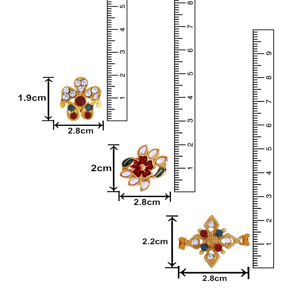 Mahi Combo of 3 Designer  Red, White Crystals and  Artificial Pearl Rakhi's for Brother (RCO1105250G)