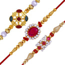 Mahi Combo of 3 Designer  Multicolor Crystals Rakhi's for Brother (RCO1105251G)