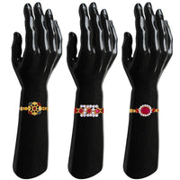 Mahi Combo of 3 Designer  Multicolor Crystals Rakhi's for Brother (RCO1105251G)