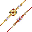 Mahi Combo of 2 Designer  Multicolor Crystals Rakhi's for Brother (RCO1105252G)