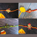 Mahi Combo of Bal Hanuman Bal Ganesh and Bal Krishna Kids Rakhi with Meena Work (RCO1105324Z)