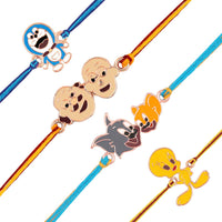 Mahi Combo of 4 Popular Trendy Cartoon Colorful Kids Rakhi with Meena Work (RCO1105325Z)