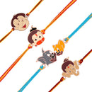 Mahi Rose Gold Plated Combo of 2 God and 2 Cartoon Rakhis for Kids (RCO1105328Z)