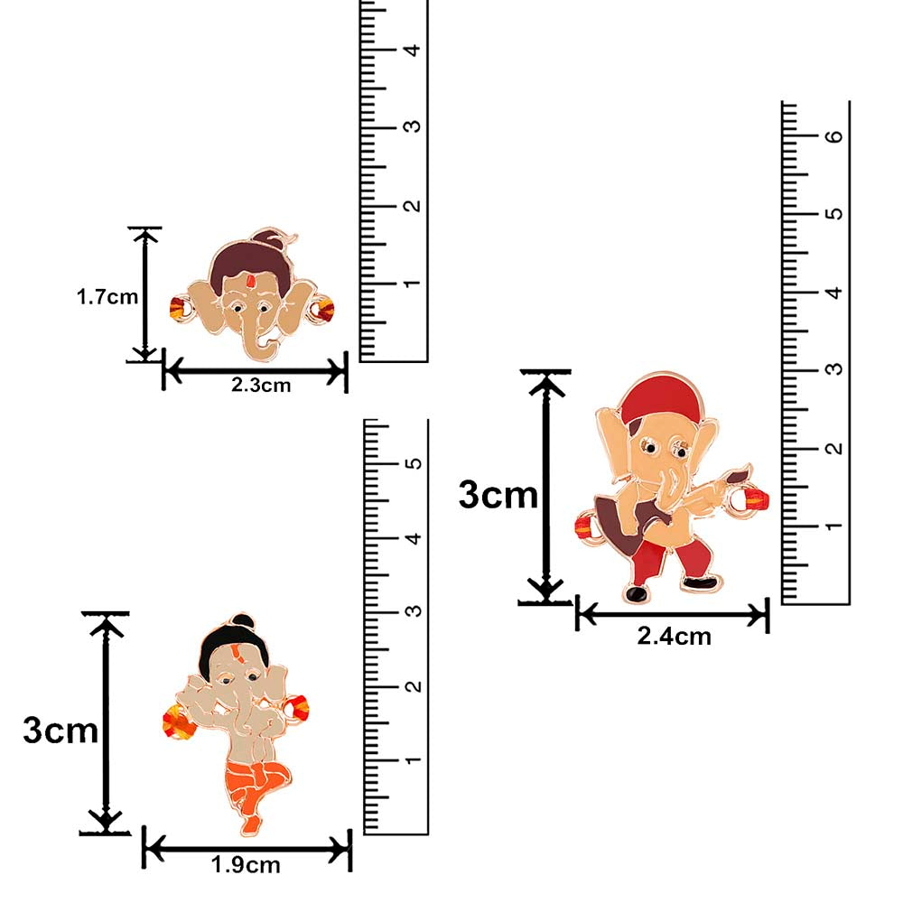 Mahi Combo of Bal Ganesh and Bal Hanuman Kids Rakhi with Meena Work (RCO1105331Z)