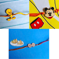 Mahi Combo of 3 Popular Trendy multicolor Cartoon Kids Rakhi with Meena Work (RCO1105333Z)