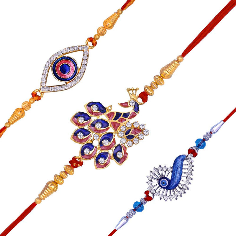 Mahi Combo of Evil Eye and Peacock Rakhis for Men (RCO1105364M)