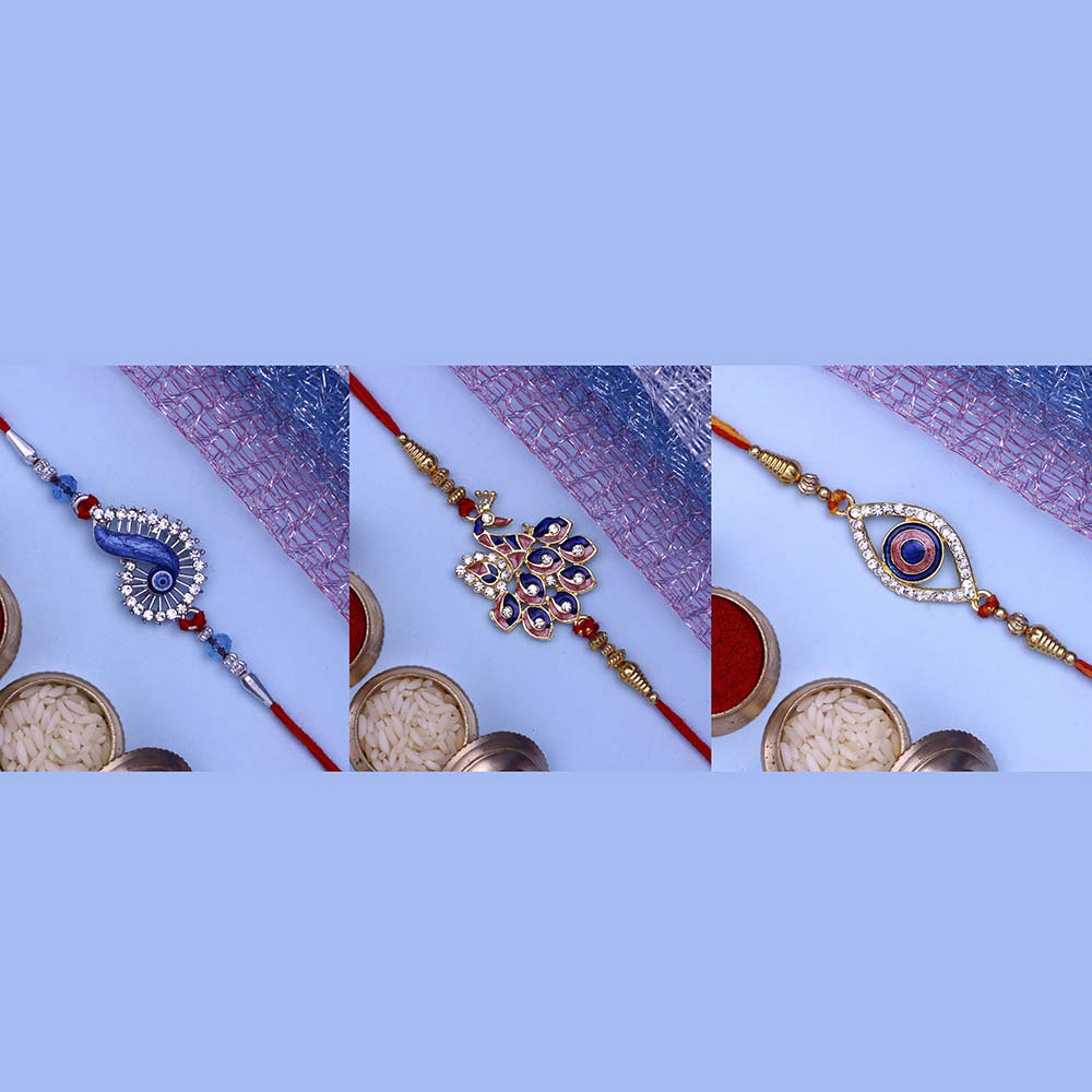 Mahi Combo of Evil Eye and Peacock Rakhis for Men (RCO1105364M)