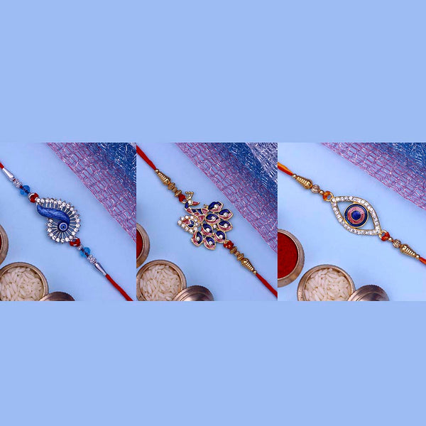 Mahi Combo of Evil Eye and Peacock Rakhis for Men (RCO1105364M)