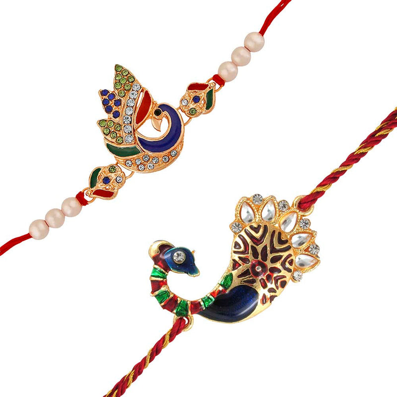 Mahi Combo of Peacock and Peacock Feather Rakhis for Men (RCO1105373M)