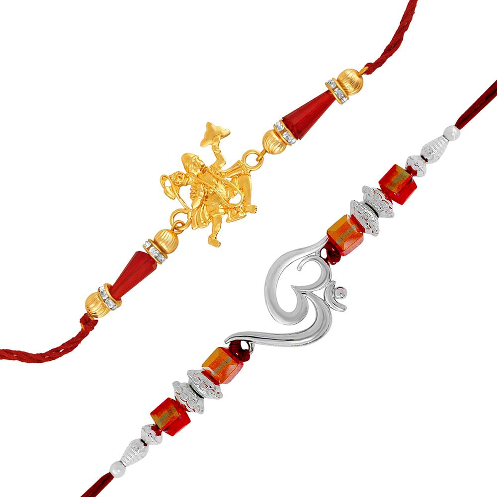 Mahi Combo of Maa Laxmi, Hanuman, Om and Krishna Rakhis for Men (RCO1105375M)