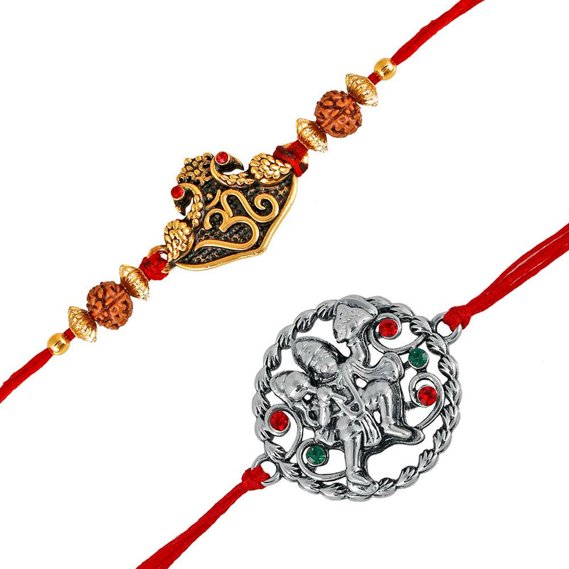 Mahi Combo of Krishna, Om and Hanuman Rakhis for Men (RCO1105376M)