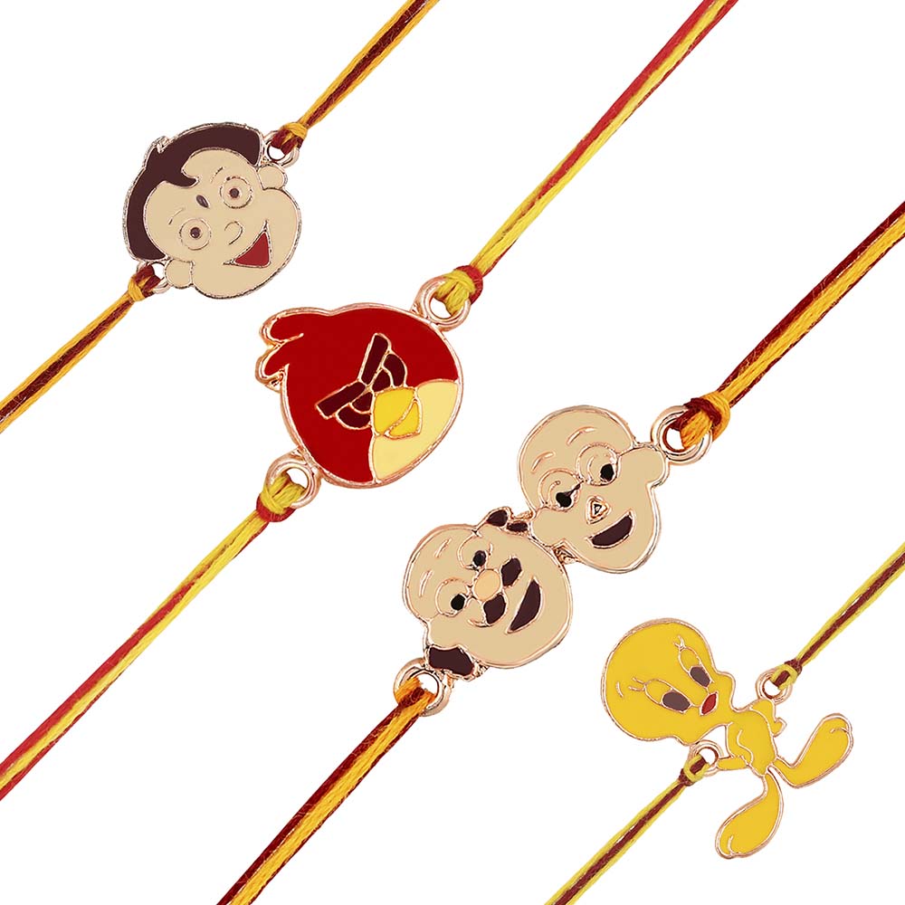 Mahi Combo of Children's Favourite 4 Cartoon Rakhis for Kids (RCO1105378M)