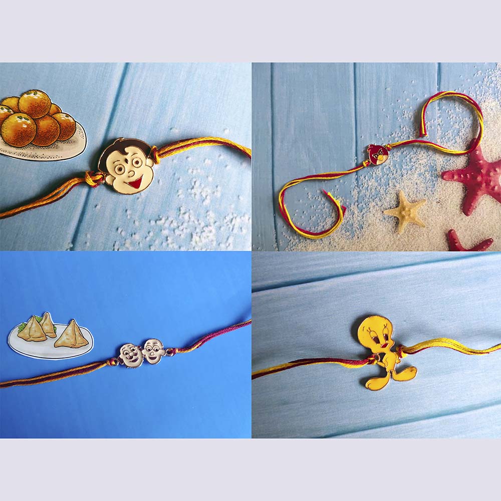 Mahi Combo of Children's Favourite 4 Cartoon Rakhis for Kids (RCO1105378M)