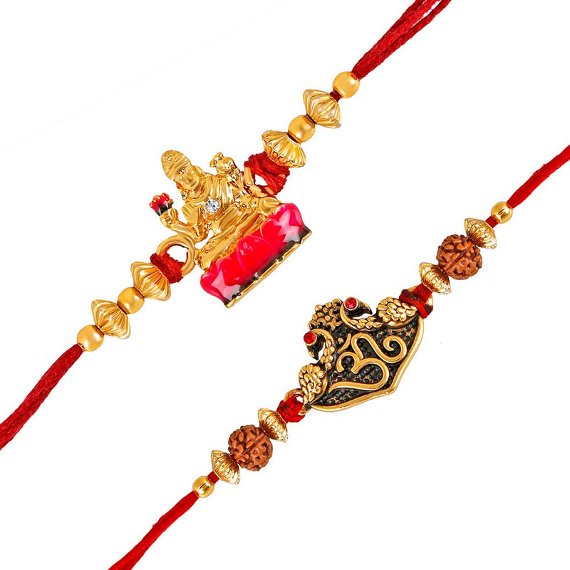 Mahi Combo of OM, Hanuman, Krishna and Maa Laxmi Religious Rakhis for Brother / Bhaiya (RCO1105422M)