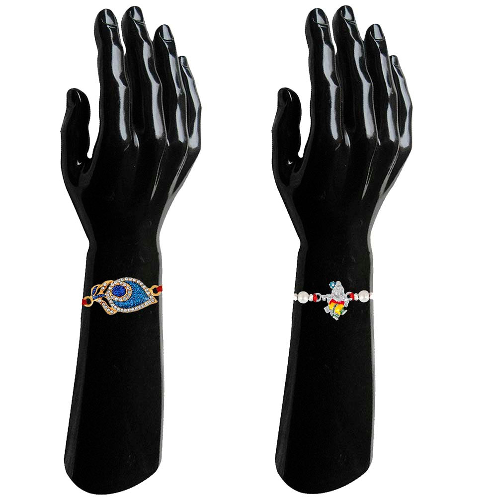 Mahi Combo of Bal Kishana and Peacock Feather Rakhi's for Bhaiya / Brother (RCO1105427M)