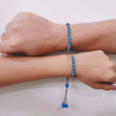 Mahi Rhodium Plated Blue Crystals Rakhi Combo for Bhaiya and Bhabhi (RCOL1105337M)